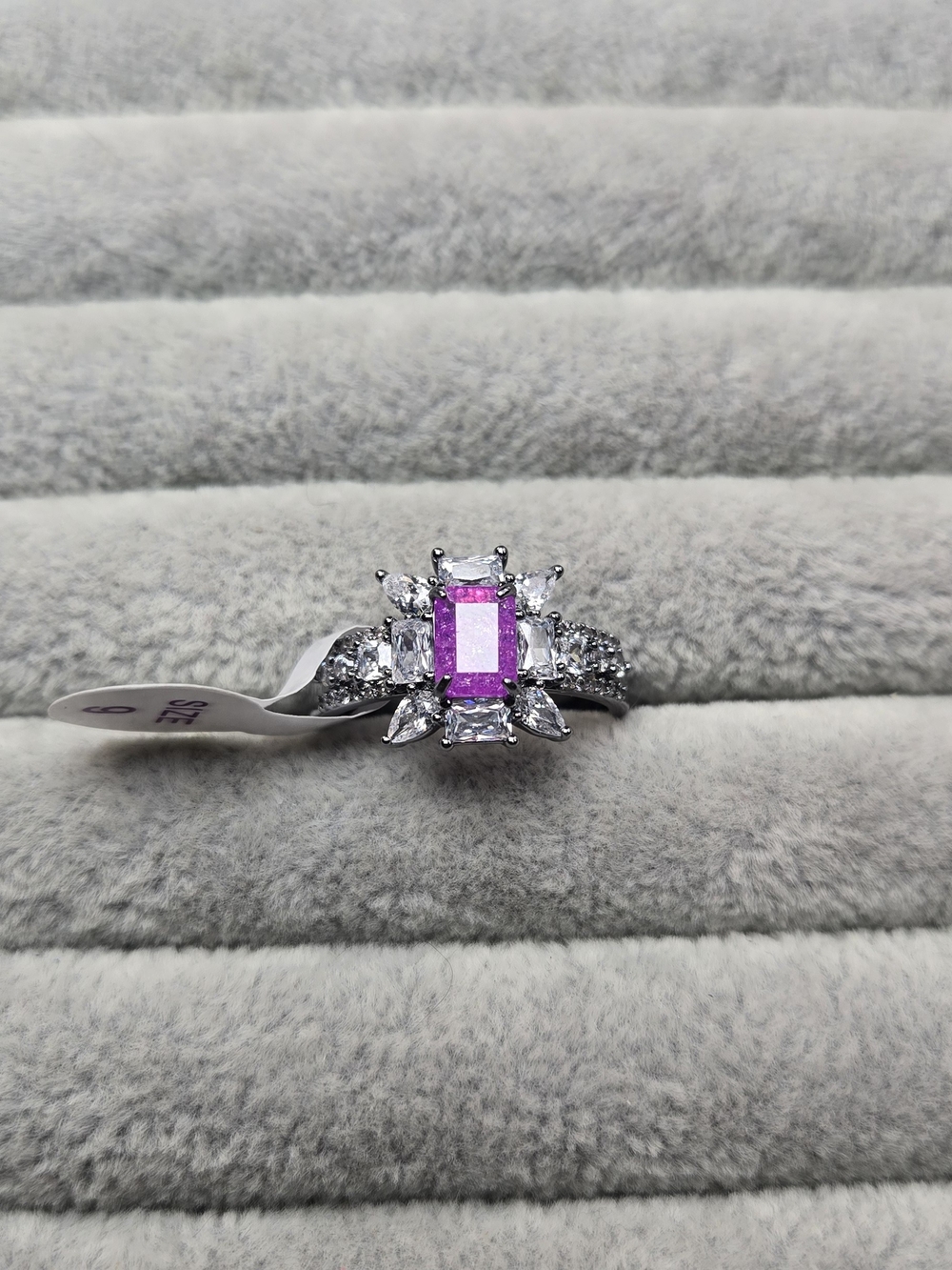 Size 9 Amethyst Ice Crystal and Diamond Cubic Zirconia Hematite Plated Bomb Part